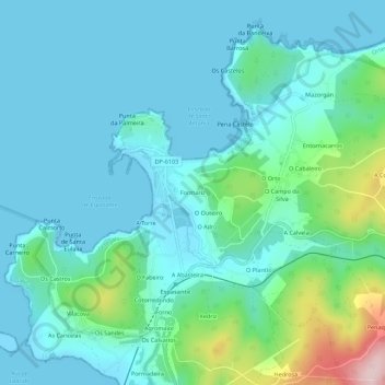 Mapa topográfico Formariz, altitud, relieve