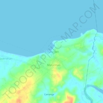 Mapa topográfico Tiglawigan, altitud, relieve