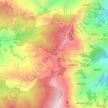 Mapa topográfico Nagarkot, altitud, relieve