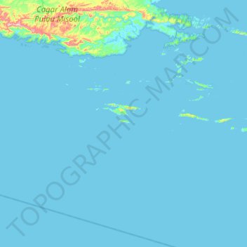 Mapa topográfico Pulau Femin, altitud, relieve