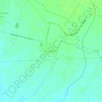 Mapa topográfico El Carmen, altitud, relieve