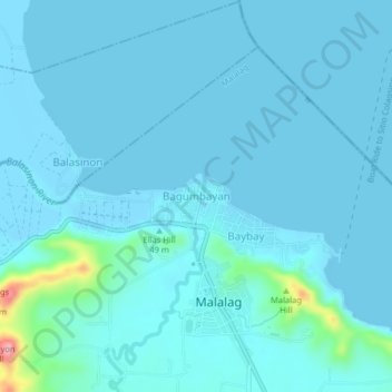 Mapa topográfico Bagumbayan, altitud, relieve