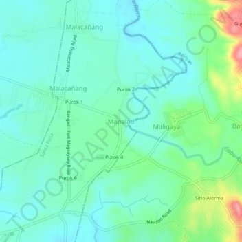 Mapa topográfico Mapalad, altitud, relieve