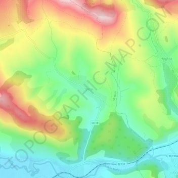 Mapa topográfico Beta, altitud, relieve