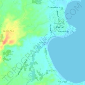 Mapa topográfico Ariman, altitud, relieve