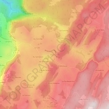Mapa topográfico Sous la Vye, altitud, relieve