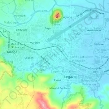 Mapa topográfico EM's Barrio, altitud, relieve