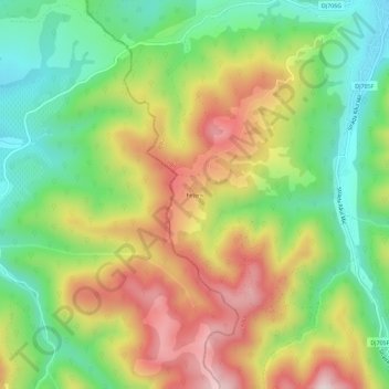 Mapa topográfico Fețeni, altitud, relieve