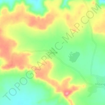 Mapa topográfico Khullod, altitud, relieve