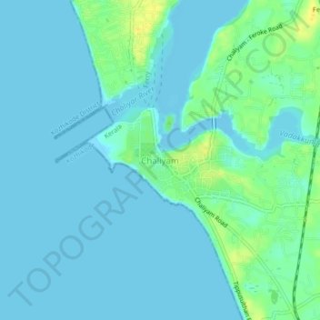 Mapa topográfico Chaliyam, altitud, relieve