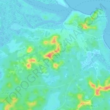 Mapa topográfico Sertão, altitud, relieve