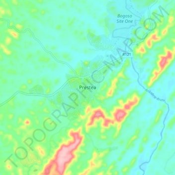 Mapa topográfico Prestea, altitud, relieve