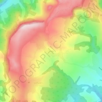 Mapa topográfico Cozla, altitud, relieve