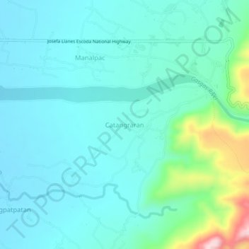 Mapa topográfico Catangraran, altitud, relieve