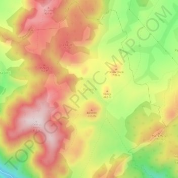 Mapa topográfico Borzești, altitud, relieve