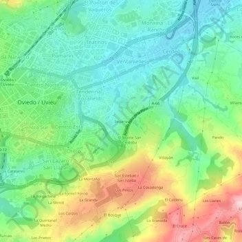 Mapa topográfico Segaria, altitud, relieve