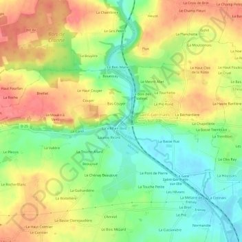 Mapa topográfico Ecluse de St Germain, altitud, relieve
