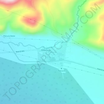 Mapa topográfico Polcura, altitud, relieve