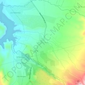 Mapa topográfico Las Rabonas, altitud, relieve