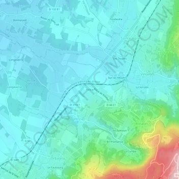 Mapa topográfico Paisia, altitud, relieve