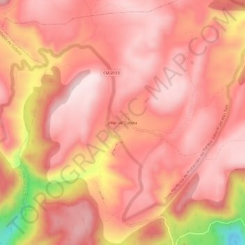 Mapa topográfico Villar de Cobeta, altitud, relieve