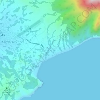 Mapa topográfico San Joaquin, altitud, relieve