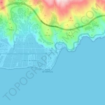 Mapa topográfico Calahonda, altitud, relieve