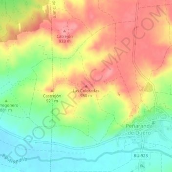 Mapa topográfico Las Coloradas, altitud, relieve