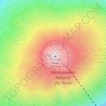 Mapa topográfico Teide, altitud, relieve