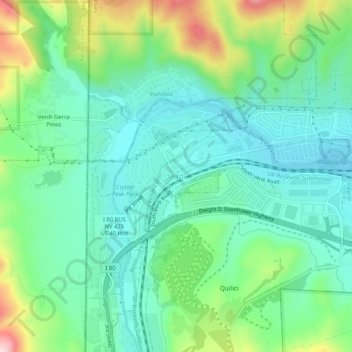 Mapa topográfico Verdi, altitud, relieve