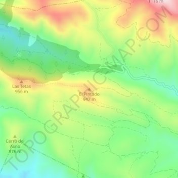 Mapa topográfico El Pintado, altitud, relieve