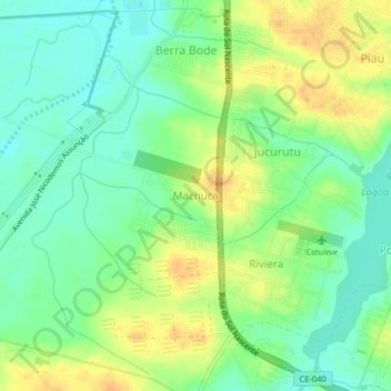 Mapa topográfico Machuca, altitud, relieve