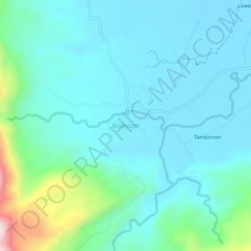 Mapa topográfico Bolhoon, altitud, relieve