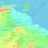 Mapa topográfico Delta Amacuro, altitud, relieve