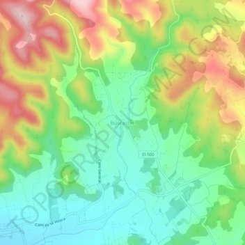 Mapa topográfico Buscastell, altitud, relieve