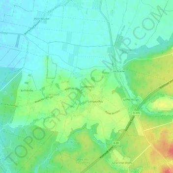 Mapa topográfico La Verney, altitud, relieve