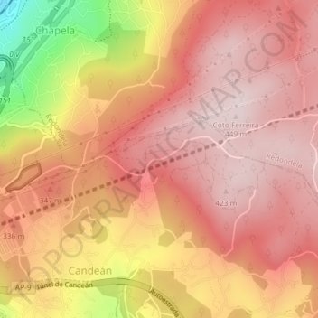 Mapa topográfico Vixiador, altitud, relieve