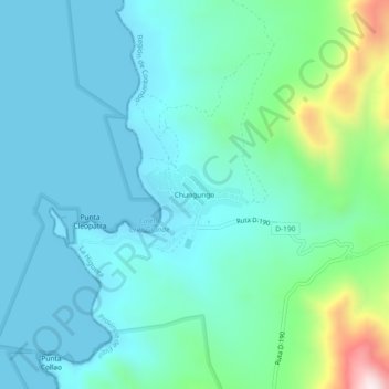 Mapa topográfico Chungungo, altitud, relieve