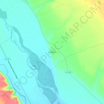 Mapa topográfico Almudáfar, altitud, relieve