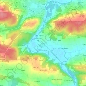 Mapa topográfico L'Estun, altitud, relieve