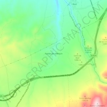 Mapa topográfico Rambla de Valdiquín, altitud, relieve