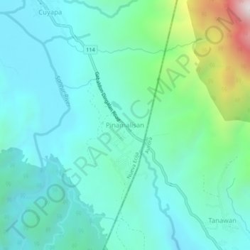 Mapa topográfico Pinamalisan, altitud, relieve