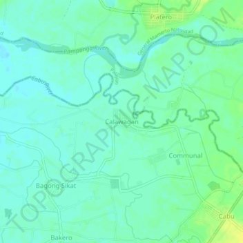 Mapa topográfico Calawagan, altitud, relieve