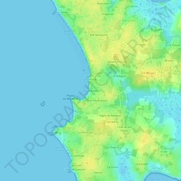 Mapa topográfico Poudrantais, altitud, relieve
