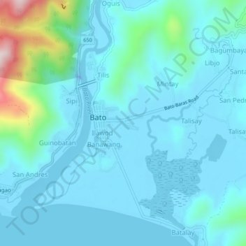 Mapa topográfico Tamburan, altitud, relieve