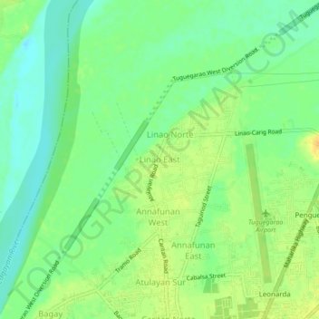Mapa topográfico Linao East, altitud, relieve