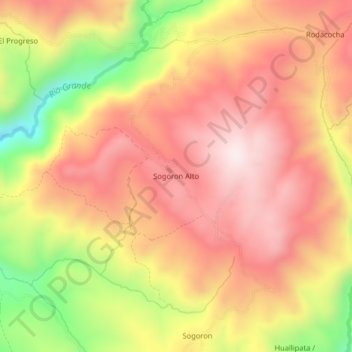 Mapa topográfico Sogoron Alto, altitud, relieve