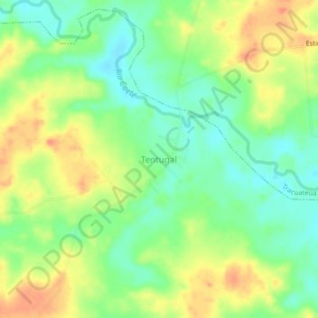 Mapa topográfico Tentugal, altitud, relieve