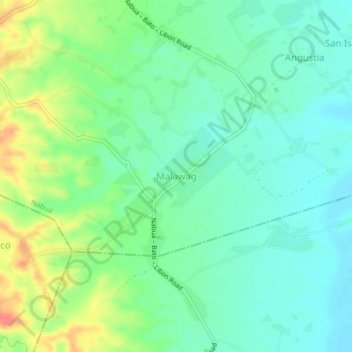 Mapa topográfico Malawag, altitud, relieve