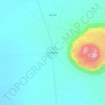 Mapa topográfico San Martin, altitud, relieve